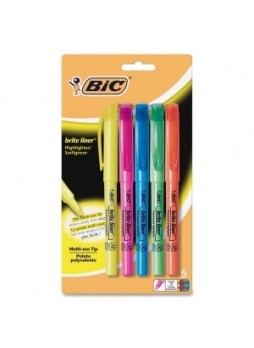 BIC Brite Liner Highlighter, Chisel point, Assorted colors, Pack of 5
